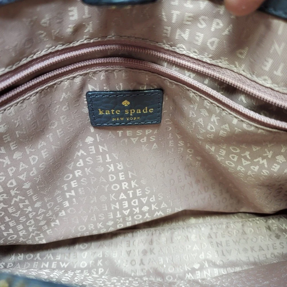 Kate‎ Spade Perri Lane Women Gray Leather Pebbled Gold Hardware Crossbody Tote